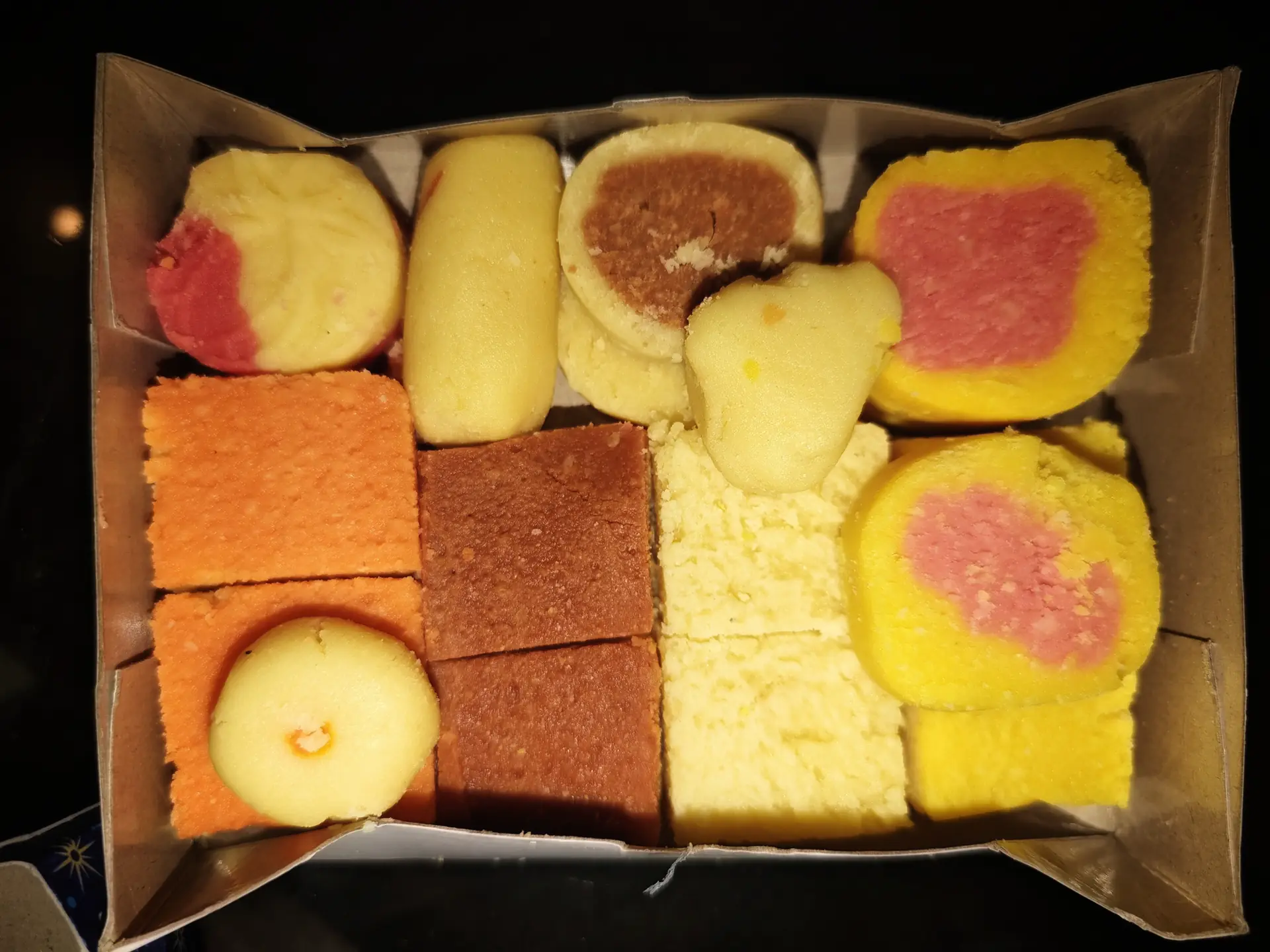 Box of colourful assorted mithai